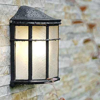 Waterproof Glass House Rectangular 1-Light Wall Sconce Lamp