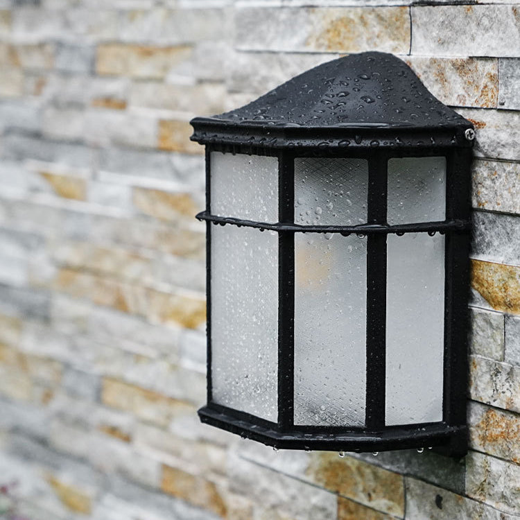 Waterproof Glass House Rectangular 1-Light Wall Sconce Lamp