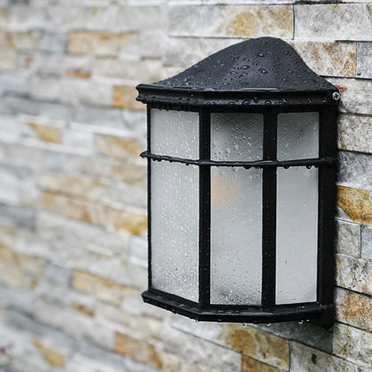 Waterproof Glass House Rectangular 1-Light Wall Sconce Lamp