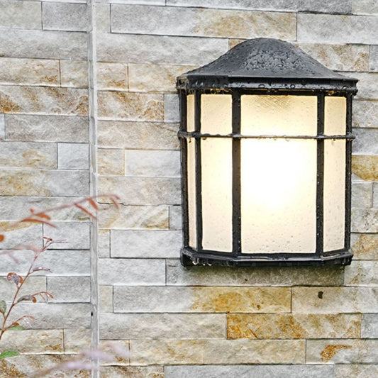 Waterproof Glass House Rectangular 1-Light Wall Sconce Lamp