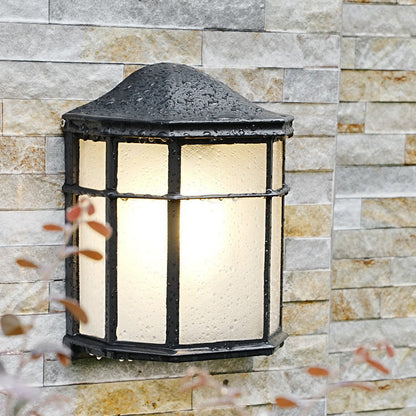 Waterproof Glass House Rectangular 1-Light Wall Sconce Lamp