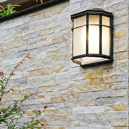 Waterproof Glass House Rectangular 1-Light Wall Sconce Lamp