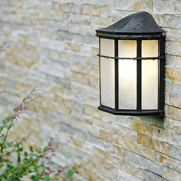 Waterproof Glass House Rectangular 1-Light Wall Sconce Lamp