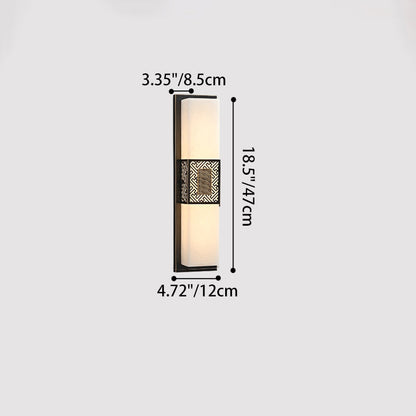 Chinese Marble Rectangular Lucky Cloud LED Wall Sconce Lamp