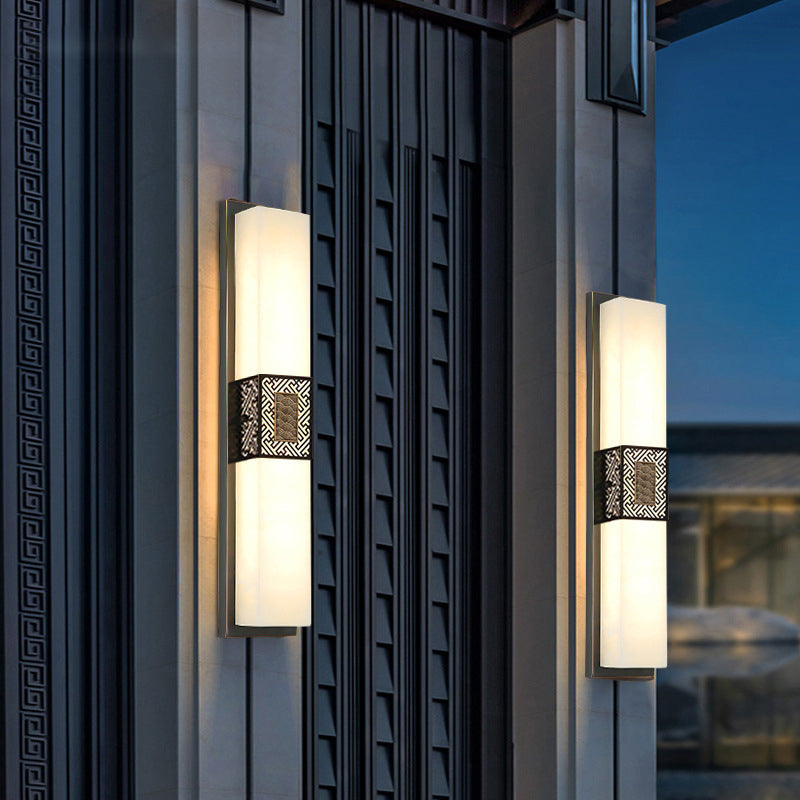 Chinese Marble Rectangular Lucky Cloud LED Wall Sconce Lamp