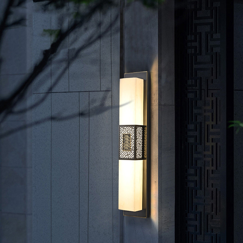 Chinese Marble Rectangular Lucky Cloud LED Wall Sconce Lamp