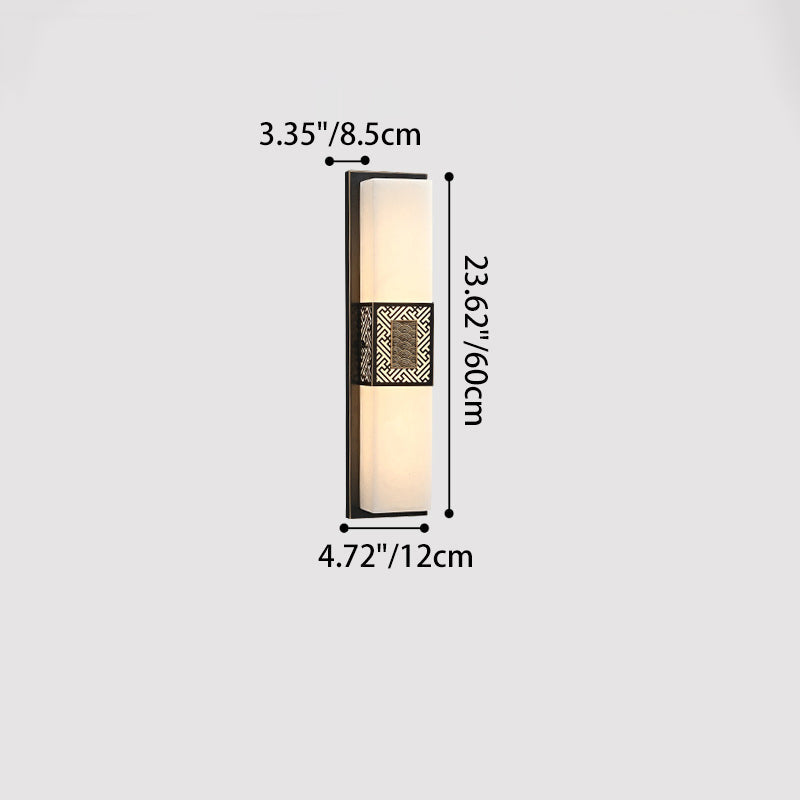 Chinese Marble Rectangular Lucky Cloud LED Wall Sconce Lamp