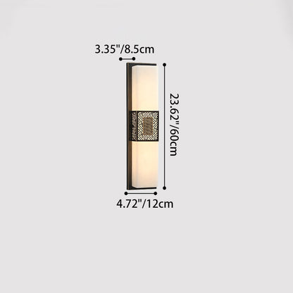 Chinese Marble Rectangular Lucky Cloud LED Wall Sconce Lamp
