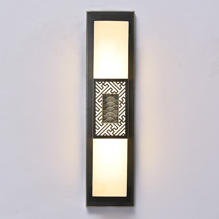 Chinese Marble Rectangular Lucky Cloud LED Wall Sconce Lamp