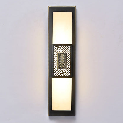 Chinese Marble Rectangular Lucky Cloud LED Wall Sconce Lamp