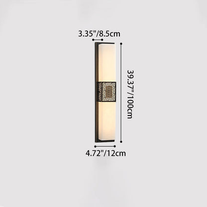 Chinese Marble Rectangular Lucky Cloud LED Wall Sconce Lamp