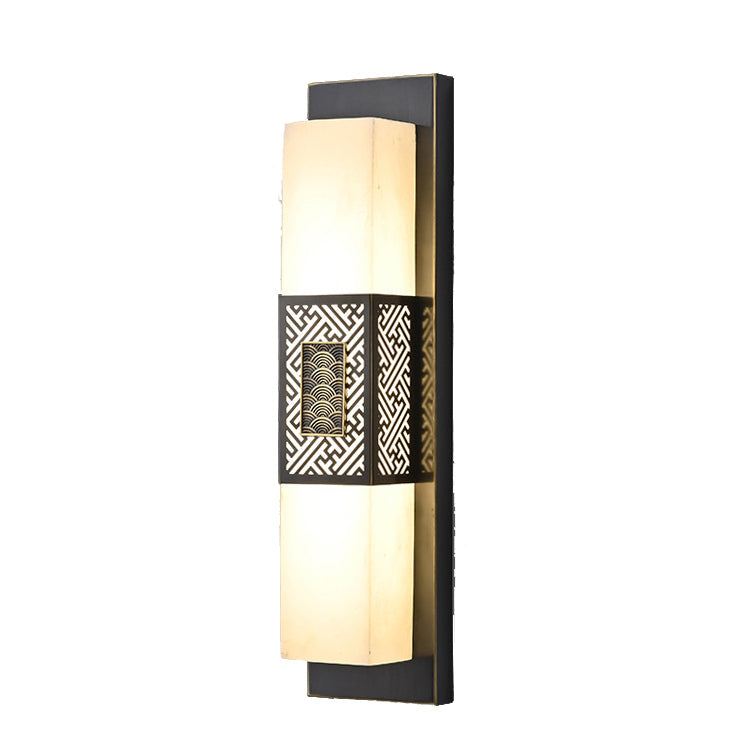 Chinese Marble Rectangular Lucky Cloud LED Wall Sconce Lamp
