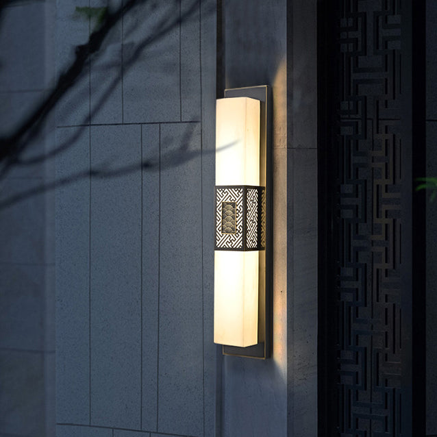 Chinese Marble Rectangular Lucky Cloud LED Wall Sconce Lamp