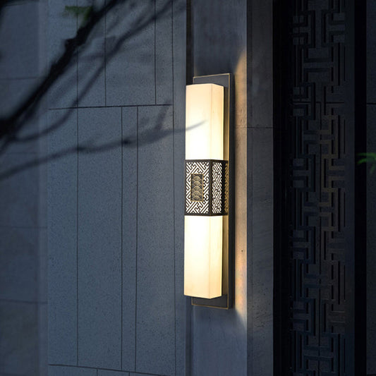 Chinese Marble Rectangular Lucky Cloud LED Wall Sconce Lamp
