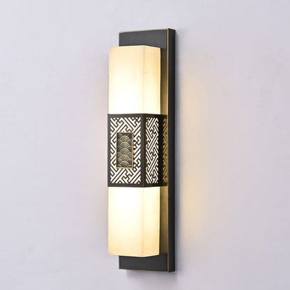 Chinese Marble Rectangular Lucky Cloud LED Wall Sconce Lamp