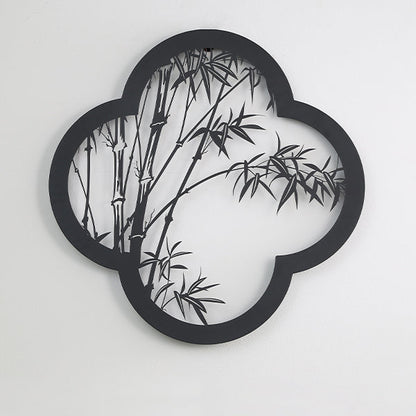 Chinese Bamboo Leaf Iron Acrylic LED Wall Sconce Lamp