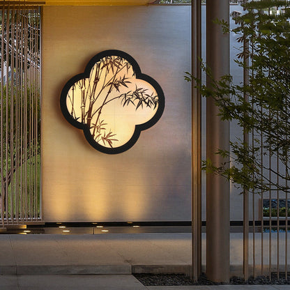 Chinese Bamboo Leaf Iron Acrylic LED Wall Sconce Lamp