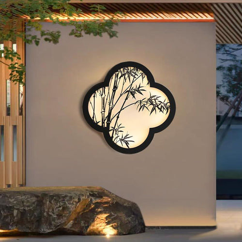 Chinese Bamboo Leaf Iron Acrylic LED Wall Sconce Lamp