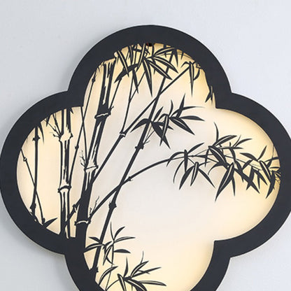 Chinese Bamboo Leaf Iron Acrylic LED Wall Sconce Lamp