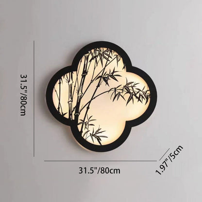 Chinese Bamboo Leaf Iron Acrylic LED Wall Sconce Lamp