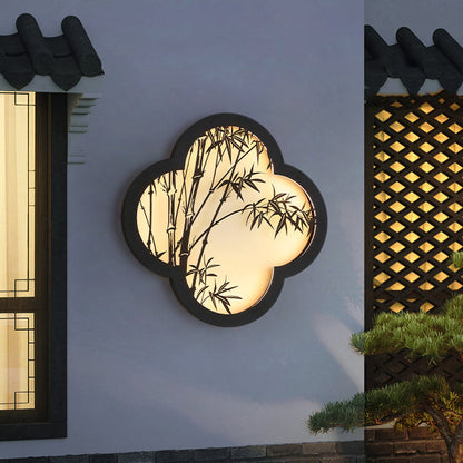 Chinese Bamboo Leaf Iron Acrylic LED Wall Sconce Lamp