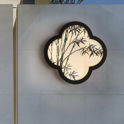 Chinese Bamboo Leaf Iron Acrylic LED Wall Sconce Lamp