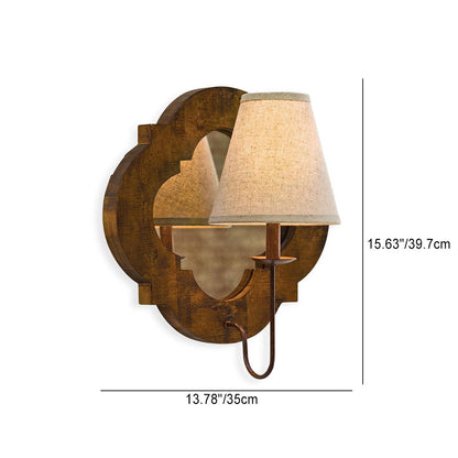 Wood Cylinder Candlestick Mirror 1-Light Wall Sconce Lamp