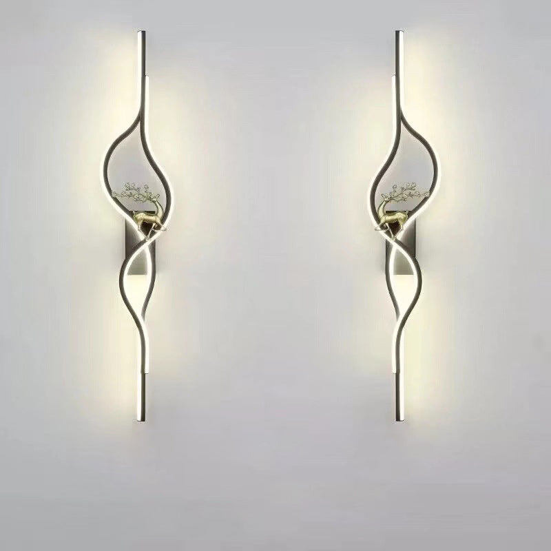 Aluminum Iron Silica Strip Deer Grille LED Wall Sconce Lamp