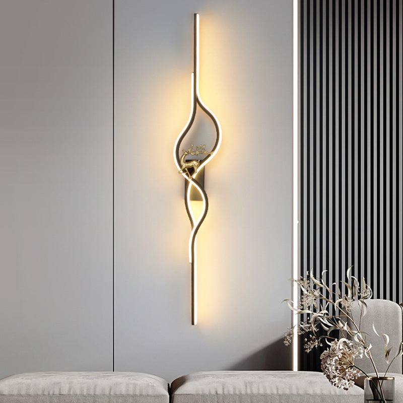 Aluminum Iron Silica Strip Deer Grille LED Wall Sconce Lamp