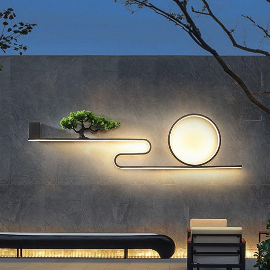 Deco PVC Painting Pine Tree Circle LED Wall Sconce Lamp