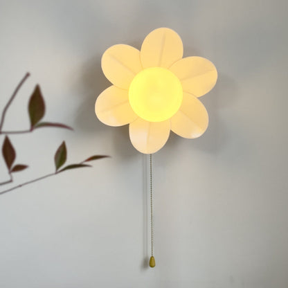 Resin Glass Iron Flower Pull Chain 1-Light Wall Sconce Lamp