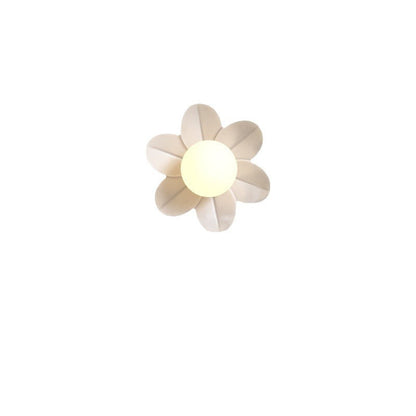 Resin Glass Iron Flower Pull Chain 1-Light Wall Sconce Lamp