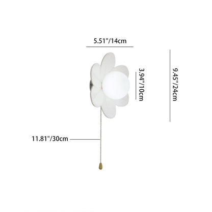 Resin Glass Iron Flower Pull Chain 1-Light Wall Sconce Lamp