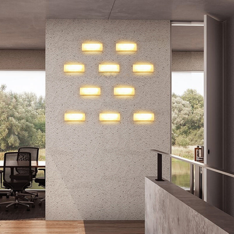 Simplicity Marble Iron Rectangular LED Wall Sconce Lamp