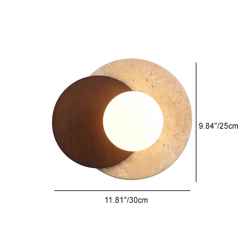 Japanese Rubber Wood PE Disc 1-Light Wall Sconce Lamp