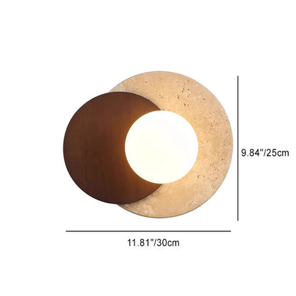 Japanese Rubber Wood PE Disc 1-Light Wall Sconce Lamp