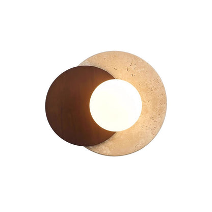 Japanese Rubber Wood PE Disc 1-Light Wall Sconce Lamp