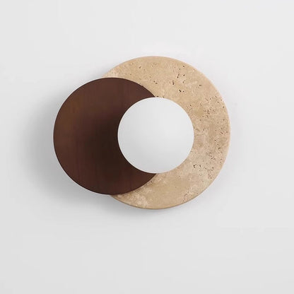 Japanese Rubber Wood PE Disc 1-Light Wall Sconce Lamp