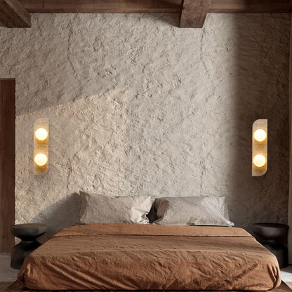 Travertine Glass Strip Ball 1/2/3 Light Wall Sconce Lamp