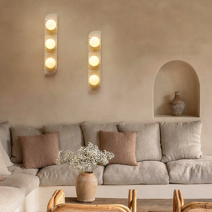 Travertine Glass Strip Ball 1/2/3 Light Wall Sconce Lamp