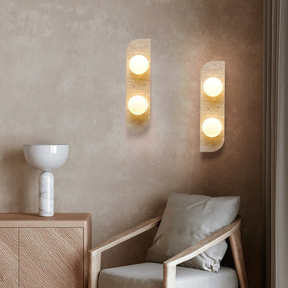 Travertine Glass Strip Ball 1/2/3 Light Wall Sconce Lamp