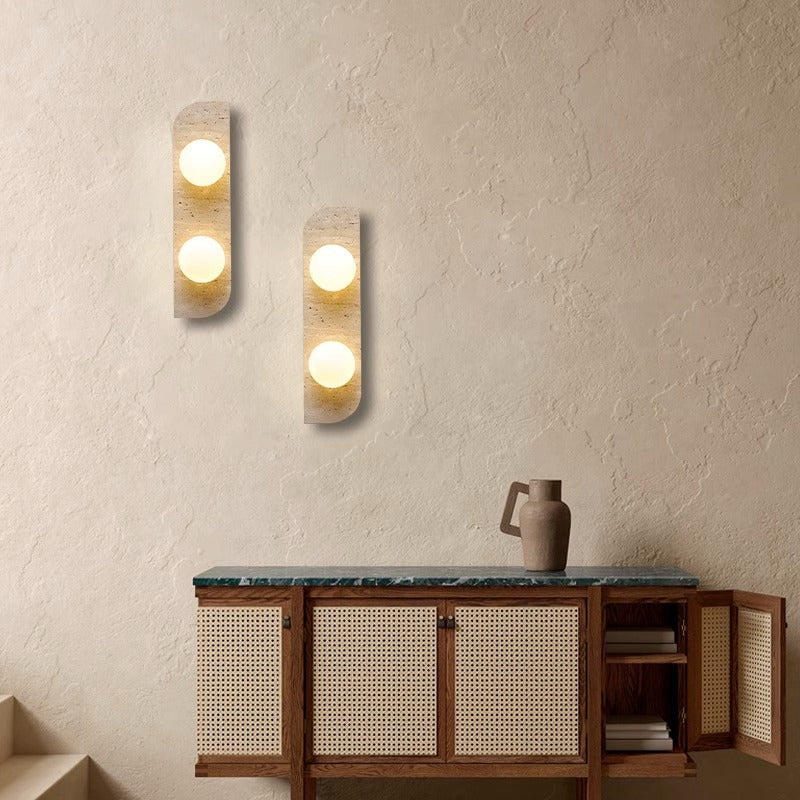 Travertine Glass Strip Ball 1/2/3 Light Wall Sconce Lamp