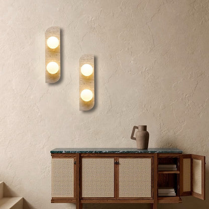 Travertine Glass Strip Ball 1/2/3 Light Wall Sconce Lamp