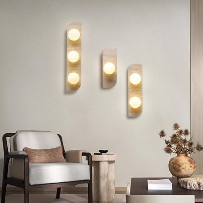 Travertine Glass Strip Ball 1/2/3 Light Wall Sconce Lamp