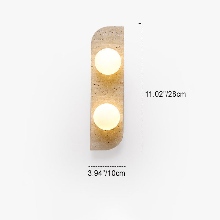 Travertine Glass Strip Ball 1/2/3 Light Wall Sconce Lamp