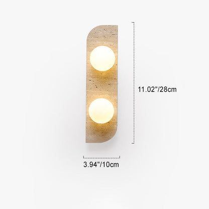 Travertine Glass Strip Ball 1/2/3 Light Wall Sconce Lamp