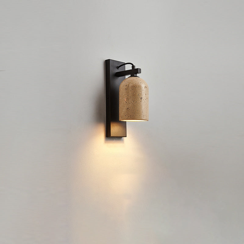 Japanese Walnut Cylinder 1-Light Wall Sconce Lamp