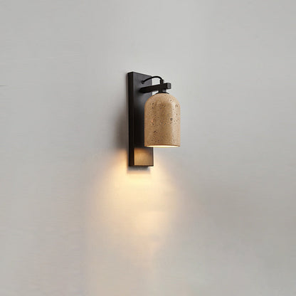 Japanese Walnut Cylinder 1-Light Wall Sconce Lamp