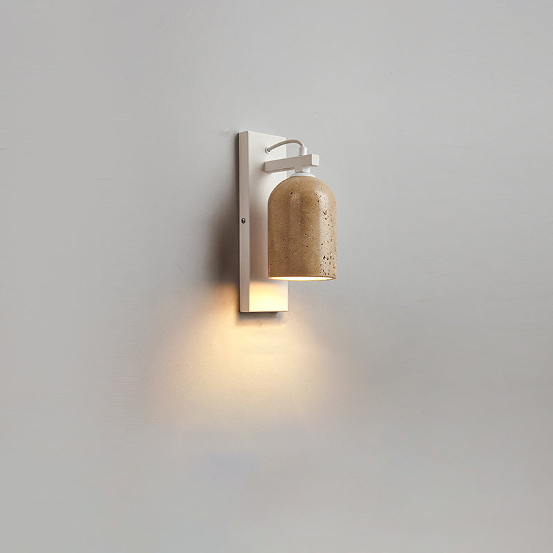Japanese Walnut Cylinder 1-Light Wall Sconce Lamp
