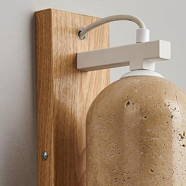 Japanese Walnut Cylinder 1-Light Wall Sconce Lamp